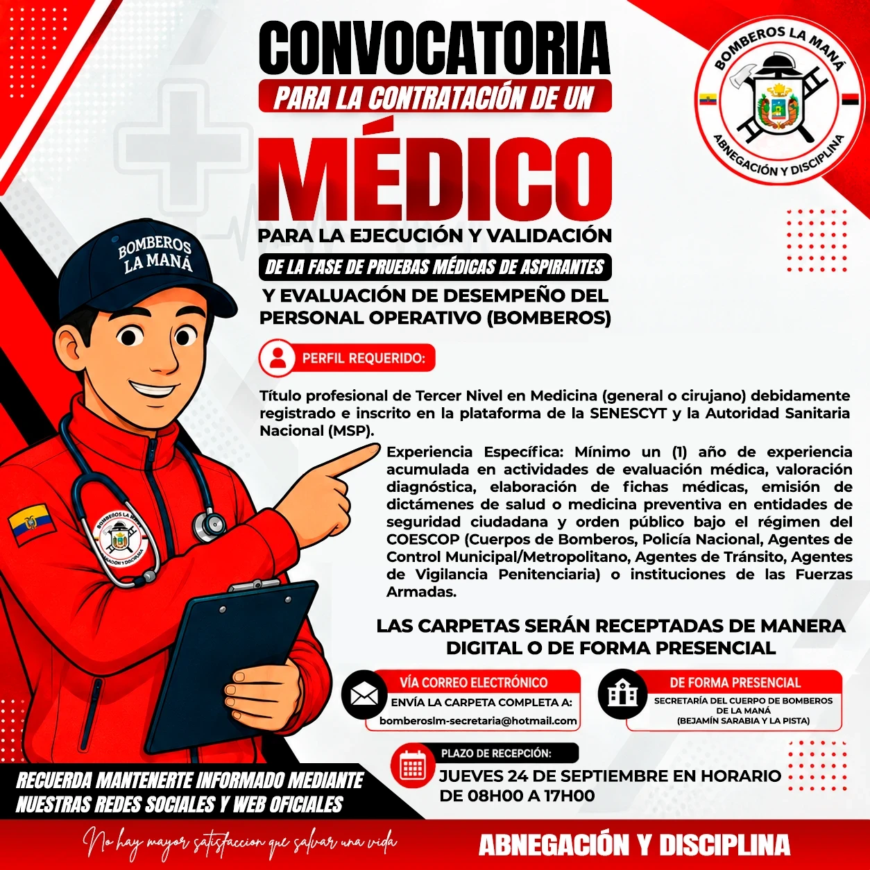 🩺 CONVOCATORIA PARA PROFESIONAL MÉDICO